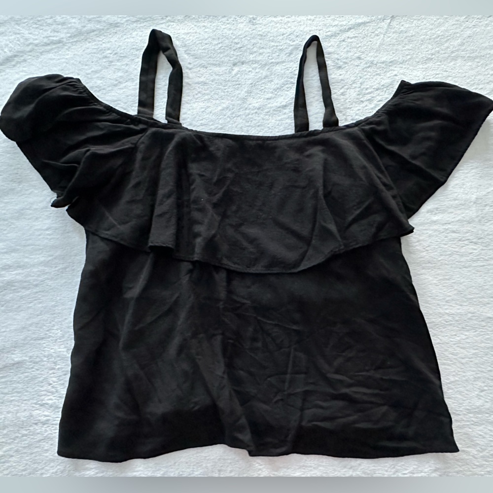 Cozy Casual Off the Shoulder Black Blouse
